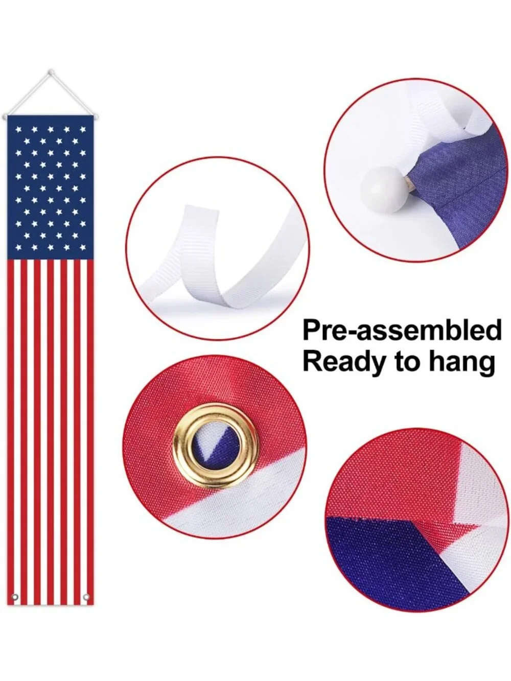 Patriotic 4th of July Outdoor Decorations - American Flag Banners & Porch Sign